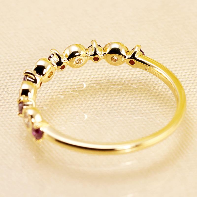 K18 YG/PG/WG 選べる カラーダイヤモンド トリートメント Dia リング ダイヤモンド【0.30ct】ゴールド ミル打ち クラシカル ハーフエタニティ プレゼントの画像