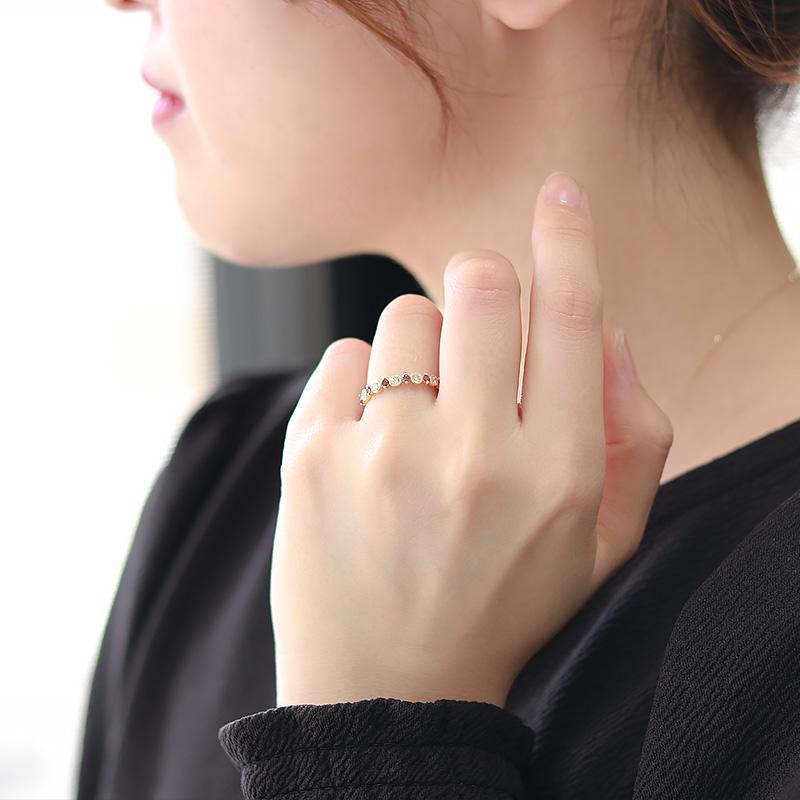 K18 YG/PG/WG 選べる カラーダイヤモンド トリートメント Dia リング ダイヤモンド【0.30ct】ゴールド ミル打ち クラシカル ハーフエタニティ プレゼントの画像