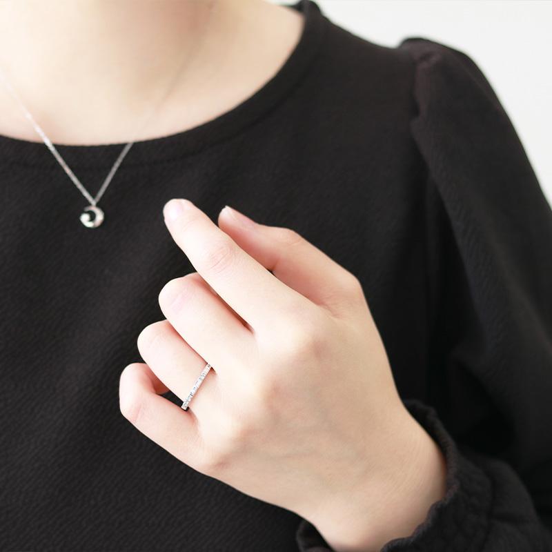 K18 YG/PG/WG 選べる カラーダイヤモンド トリートメント Dia リング ダイヤモンド【0.24ct】ゴールド バゲット カット クラシカル ハーフエタニティ プレゼントの画像
