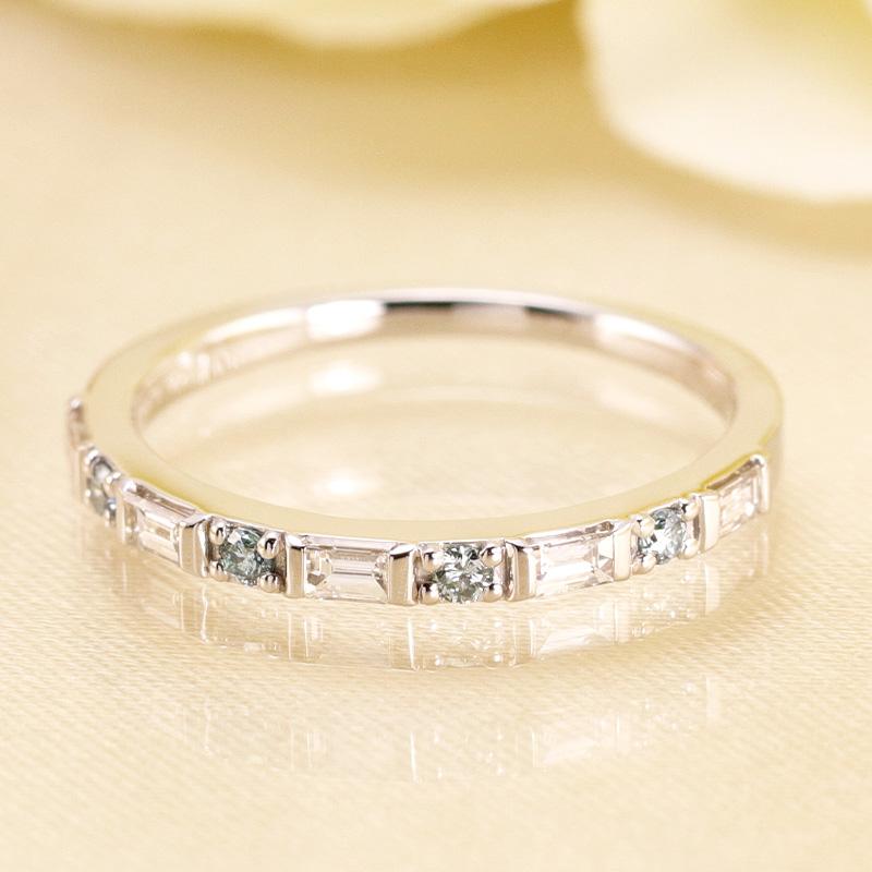 K18 YG/PG/WG 選べる カラーダイヤモンド トリートメント Dia リング ダイヤモンド【0.24ct】ゴールド バゲット カット クラシカル ハーフエタニティ プレゼントの画像