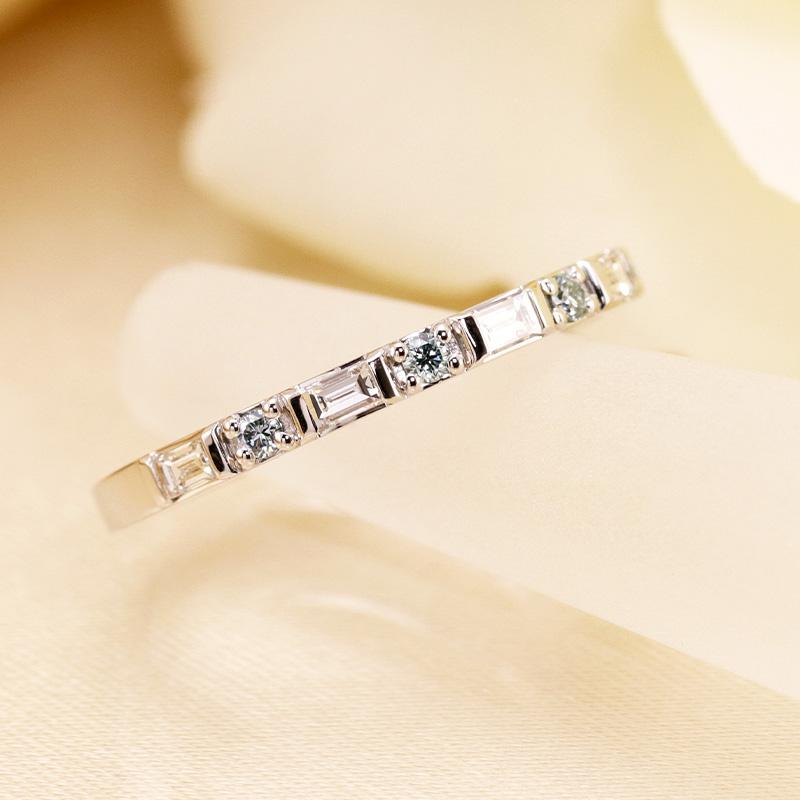 K18 YG/PG/WG 選べる カラーダイヤモンド トリートメント Dia リング ダイヤモンド【0.24ct】ゴールド バゲット カット クラシカル ハーフエタニティ プレゼントの画像