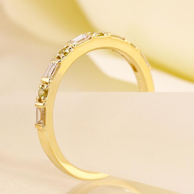 K18 YG/PG/WG 選べる カラーダイヤモンド トリートメント Dia リング ダイヤモンド【0.24ct】ゴールド バゲット カット クラシカル ハーフエタニティ プレゼントの画像