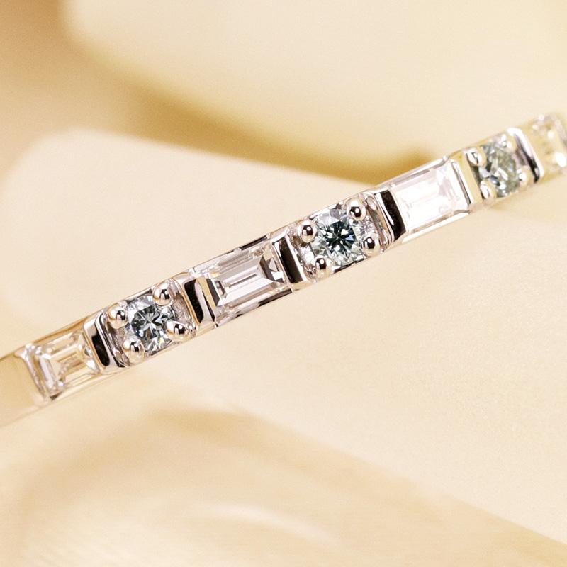 K18 YG/PG/WG 選べる カラーダイヤモンド トリートメント Dia リング ダイヤモンド【0.24ct】ゴールド バゲット カット クラシカル ハーフエタニティ プレゼントの画像