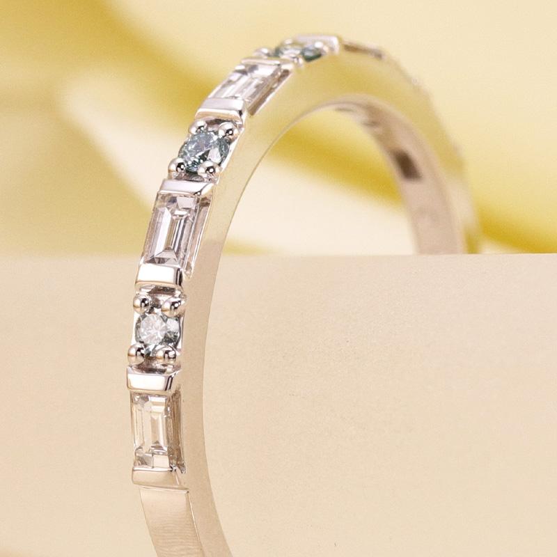 K18 YG/PG/WG 選べる カラーダイヤモンド トリートメント Dia リング ダイヤモンド【0.24ct】ゴールド バゲット カット クラシカル ハーフエタニティ プレゼントの画像