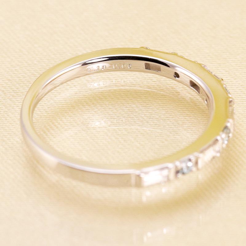 K18 YG/PG/WG 選べる カラーダイヤモンド トリートメント Dia リング ダイヤモンド【0.24ct】ゴールド バゲット カット クラシカル ハーフエタニティ プレゼントの画像