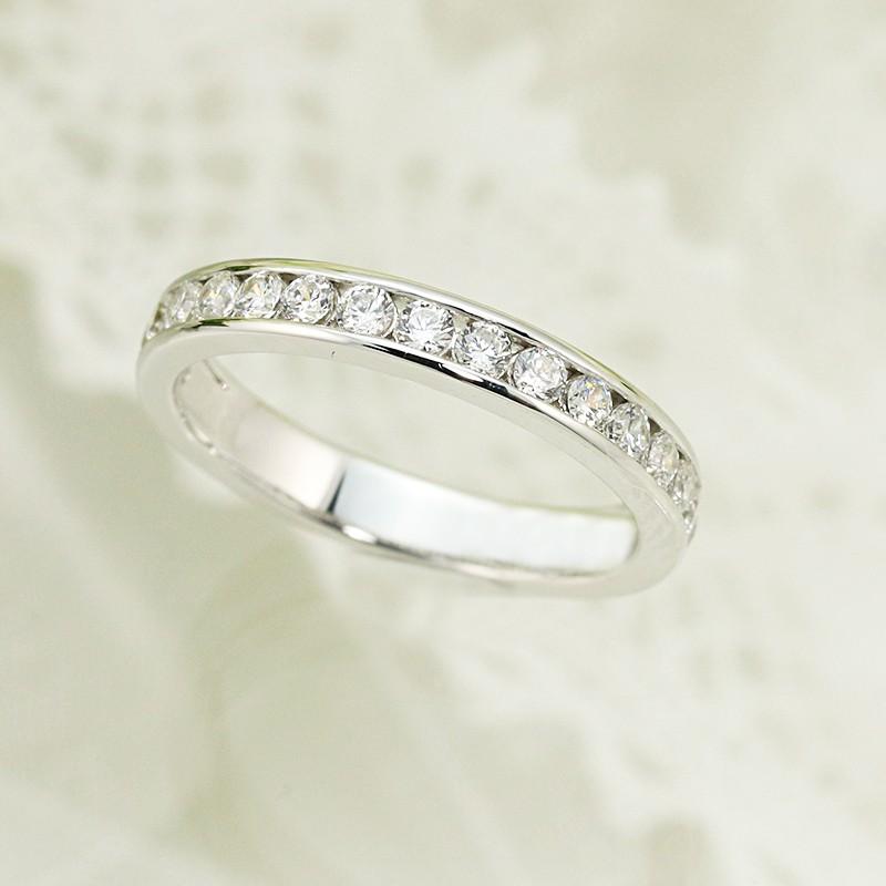 pt950 0.5ct ダイヤモンド エタニティ リング【Fカラー VS VGクラス】レール留 プラチナ ハーフエタニティ 爆買の画像