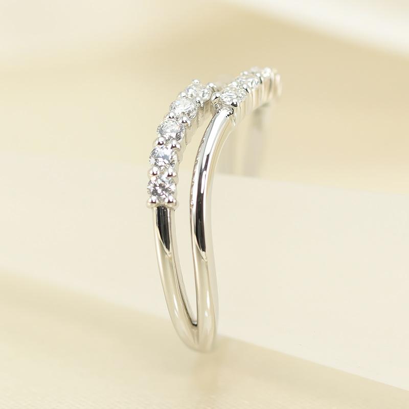 プラチナ pt950 テンダイヤモンド 重ね付け風 ウェーブリング 0.25ct ダイヤ 指輪 【Fカラー VS VGクラス】10ダイヤ 10周年 記念日の画像