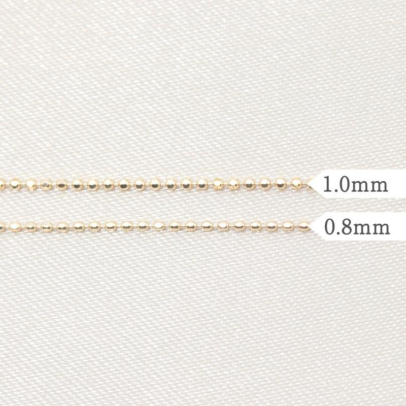 K18 YG/PG/WG 1.0ｍｍ カットボール チェーン 幅1.0mm 40cm/45cm 長さ調節 ネックレス ペンダント ゴールド プレゼント 資産 誕生日 ギフト 記念日の画像