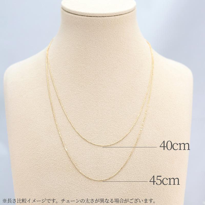 K18 YG/PG/WG 1.0ｍｍ カットボール チェーン 幅1.0mm 40cm/45cm 長さ調節 ネックレス ペンダント ゴールド プレゼント 資産 誕生日 ギフト 記念日の画像