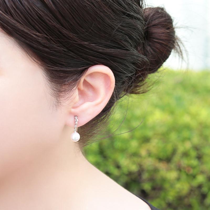 Jeweluce K14WG あこや本真珠 8mm イヤリング パール 本真珠 真珠 1粒  