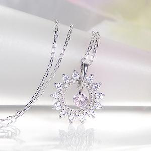 pt900 天然ピンクダイヤモンド 0.05ct Pink Dia ネックレス ペンダント プラチナ ダイヤモンド total0.20ct ダイヤ サークル プレゼント 誕生日 クリスマスの画像