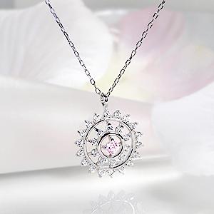 pt900 天然ピンクダイヤモンド 0.05ct Pink Dia ネックレス ペンダント ダイヤモンド total0.29ct プラチナ サークル 花 フラワー プレゼント クリスマスの画像