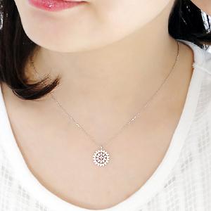 pt900 天然ピンクダイヤモンド 0.05ct Pink Dia ネックレス ペンダント ダイヤモンド total0.29ct プラチナ サークル 花 フラワー プレゼント クリスマスの画像