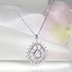 pt900 天然ピンクダイヤモンド 0.05ct Pink Dia ネックレス ペンダント ピンクダイヤ プラチナ ダイヤモンド total0.29ct 雫 露 ドロップ プレゼントの画像