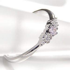 ピンクダイヤモンド 0.05ct Pink Dia リング プラチナ pt950 ダイヤモンド total0.10ctUP 一粒 ダイヤ 指輪の画像