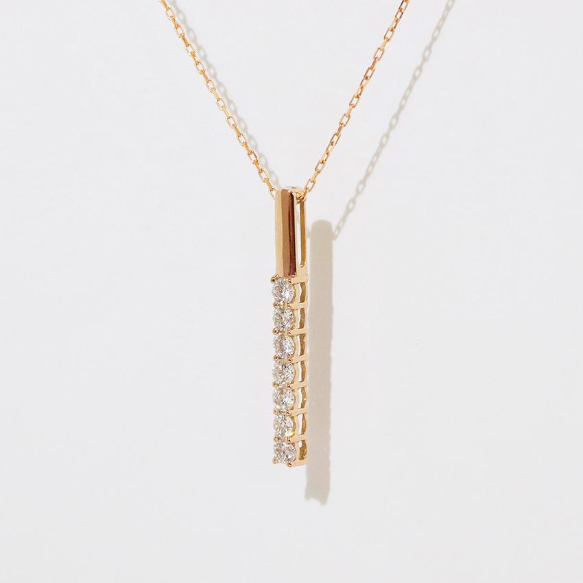 バータイプ 棒状 縦 ダイヤモンド ペンダント ネックレス K18WG