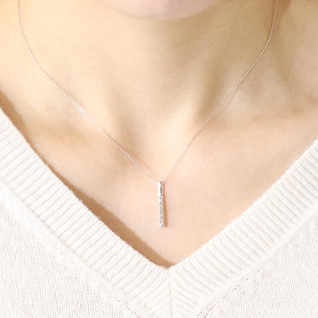 バータイプ 棒状 縦 ダイヤモンド ペンダント ネックレス K18WG バータイプ 棒状 縦 ダイヤモンド ペンダント ネックレス K18WG