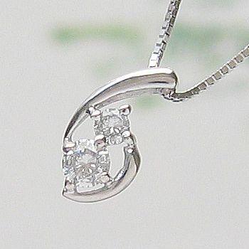 柔らかなライン ダイヤモンド ペンダント ネックレス K18WG/K18YG/K18PG　4P0058 **