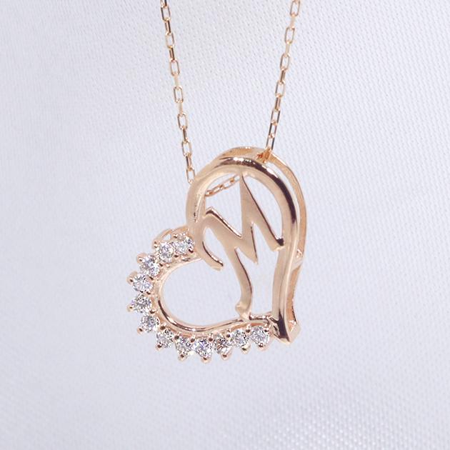 M イニシャル ペンダント ダイヤモンド ネックレス K18PG ピンクゴールド 4P0108MPG **