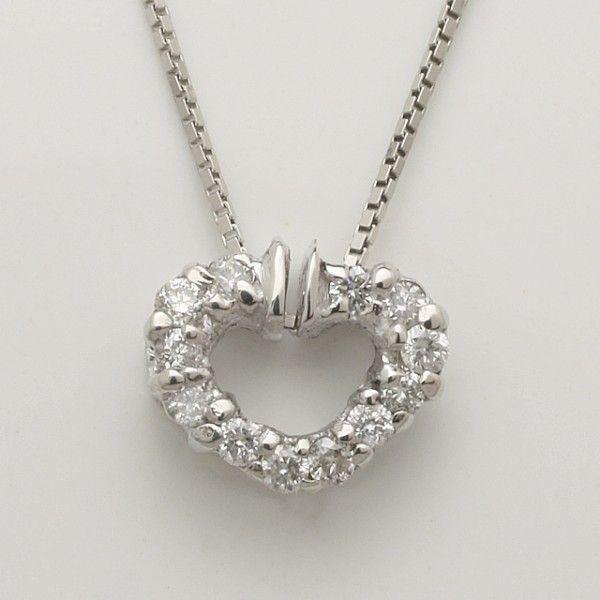 ハート ダイヤモンド オープンハート ペンダント ネックレス K18WG/YG/PG 4P0254 **