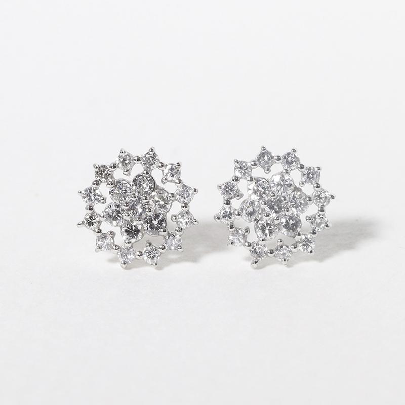 天然ダイヤモンド　プラチナ900 お花型　ピアス 楽天市場】Pt900【0.40ctUP】フラワーモチーフ ダイヤモンド