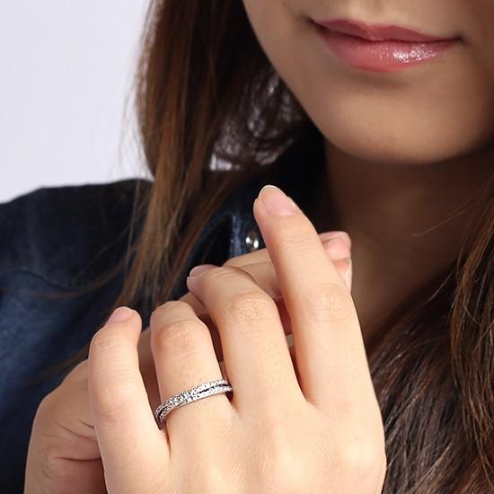 8号 3連 フルエタニティ ダイヤモンド リング K18WG 18金