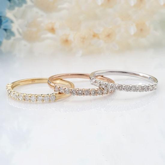 k18 ゴールド ダイヤモンド エタニティ ハーフエタ 12石 重ねづけ 0.3