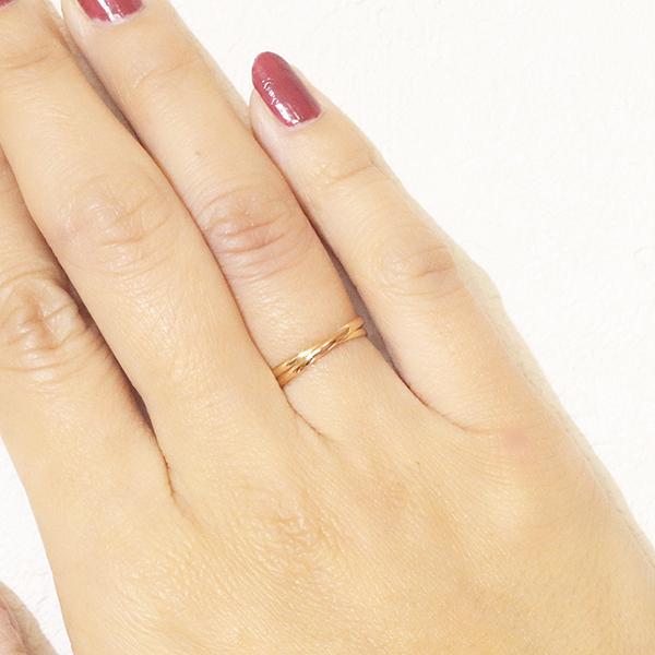 幅細☆K18YG/K18PG 18金イエローゴールド ピンクゴールド リング 指輪