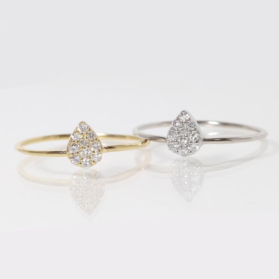 k18 しずく 0.10ct 天然ダイヤモンド リング 指輪 雫 涙 ティア  