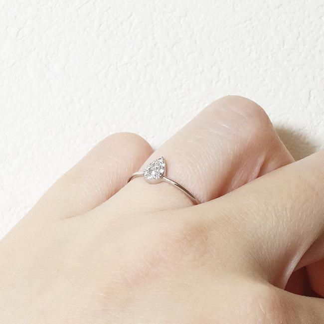 k18 しずく 0.10ct 天然ダイヤモンド リング 指輪 雫 涙 ティア
