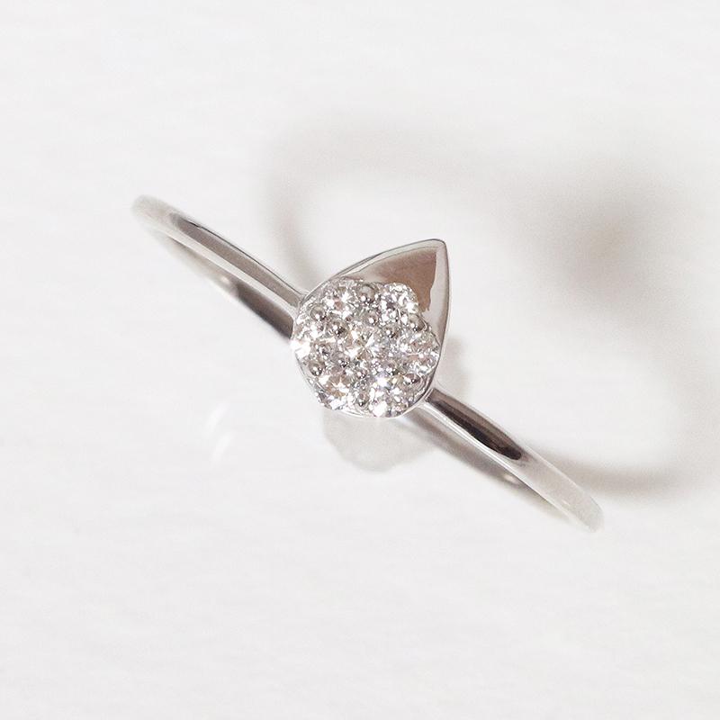 Pt900 しずく 0.08ct 天然ダイヤモンド リング 指輪 雫 涙 ティア 