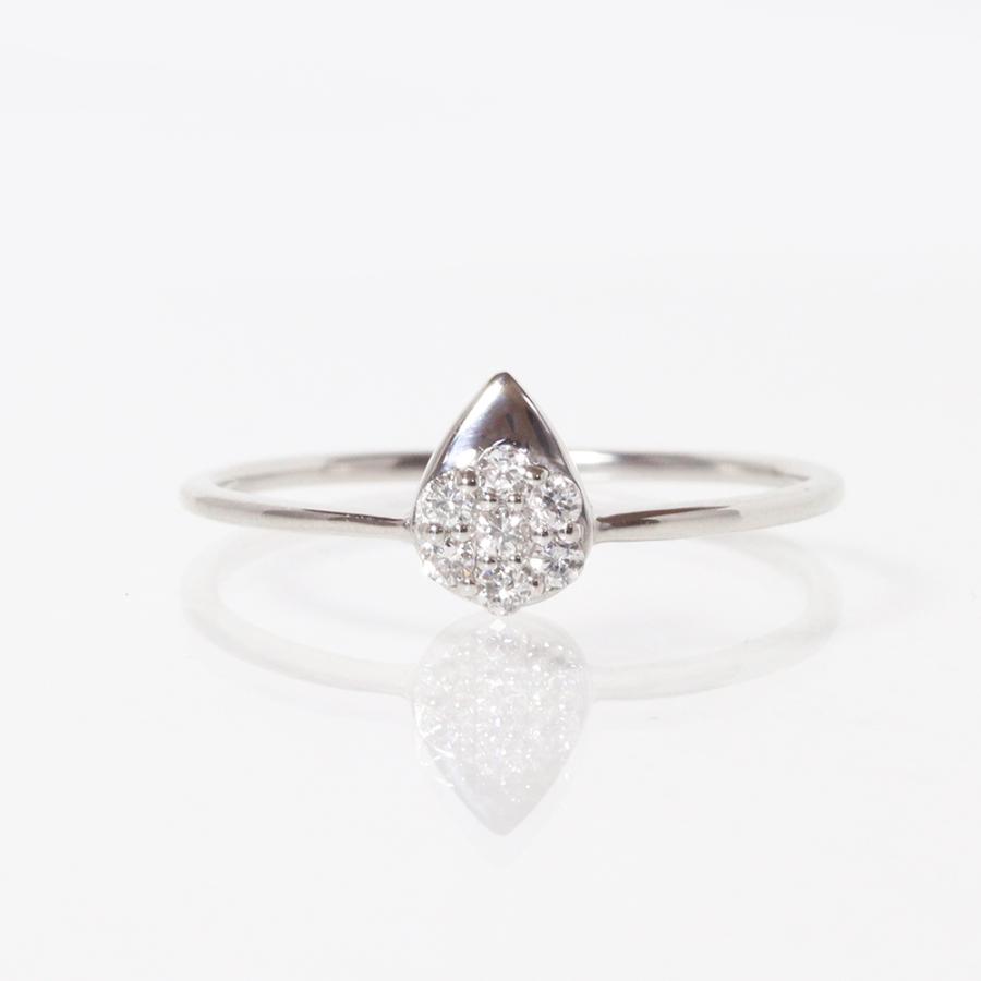 K18.PT900 リング　ダイア0.08 Pt900 しずく 0.08ct 天然ダイヤモンド リング 指輪 雫 涙