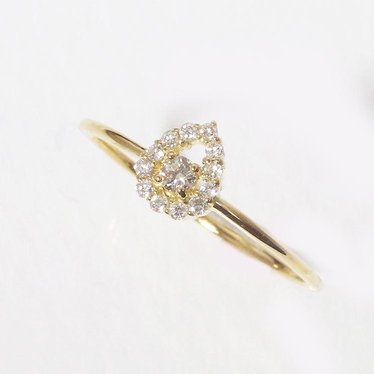 k18 しずく 0.12ct 天然ダイヤモンド リング 指輪 雫 涙 ティア k18 しずく 0.12ct 天然ダイヤモンド リング 指輪 雫 涙 ティア