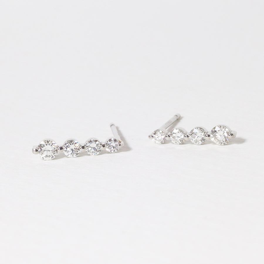 k18 0.32ct 8石 天然ダイヤモンド ピアス バー 棒 バレンタイン 18金 