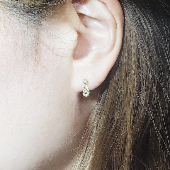 k18 ティアドロップ デザインピアス 0.20ct 天然ダイヤモンド 18金