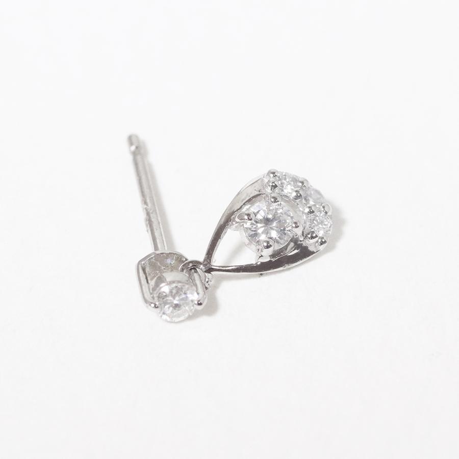 Pt900 プラチナ ティアドロップ デザインピアス 0.20ct 天然 