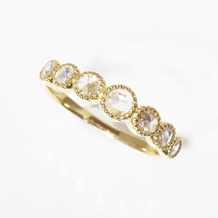 ミル加工◇ローズカットダイヤモンド使用☆K18 0.30ct リング 指輪 18 