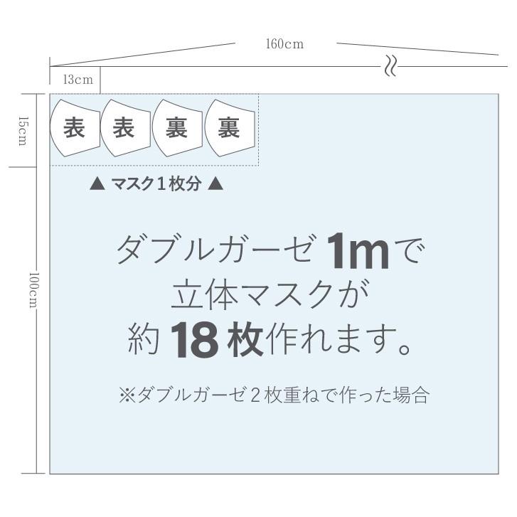 ダブルガーゼ 生地 160cm巾 1mカット 白 無地 広幅｜マスク Wガーゼ 綿100％ 手作りマスク 材料 洗って使える 日本製 商用利用可｜jewlinge｜04