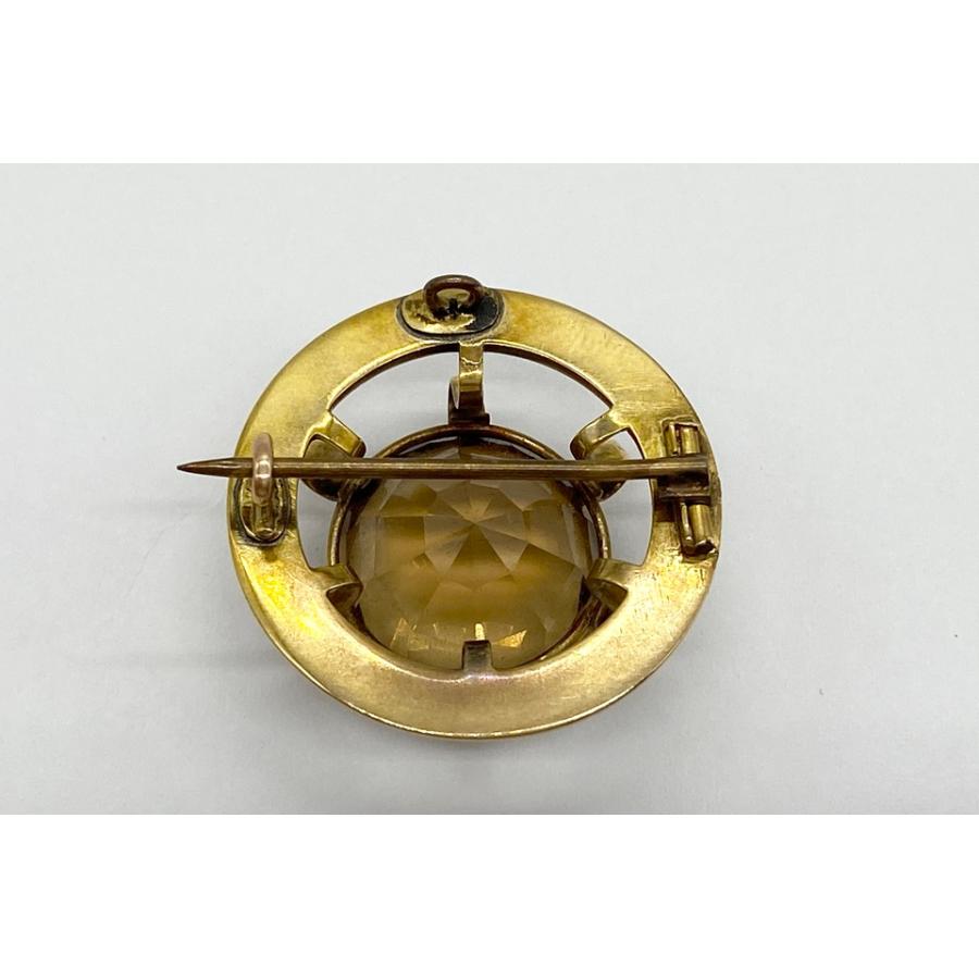Antique アンティーク K10 銅 針 シトリンブローチ NO.124764 : JEX
