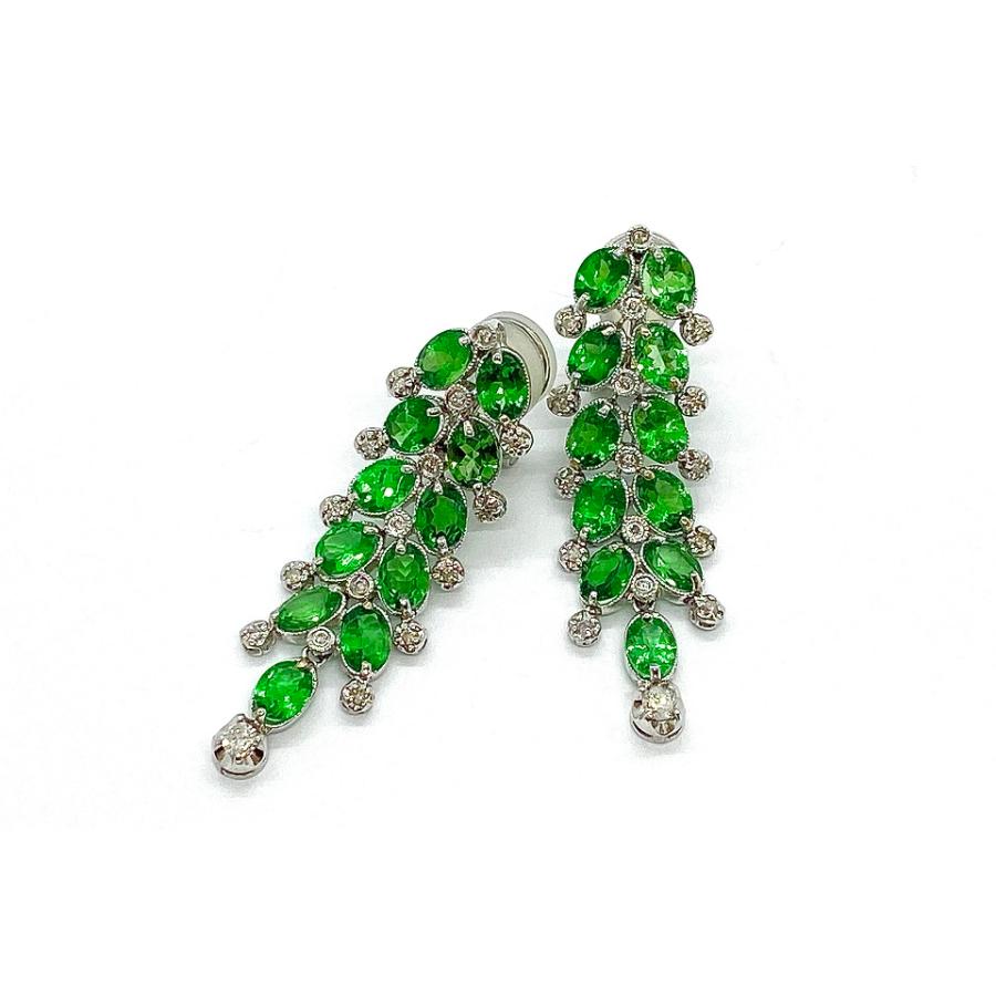 Green Garnet K14WGグリーンガーネット ダイヤモンドイヤリング  No.126609｜jex-gem-gallery｜02