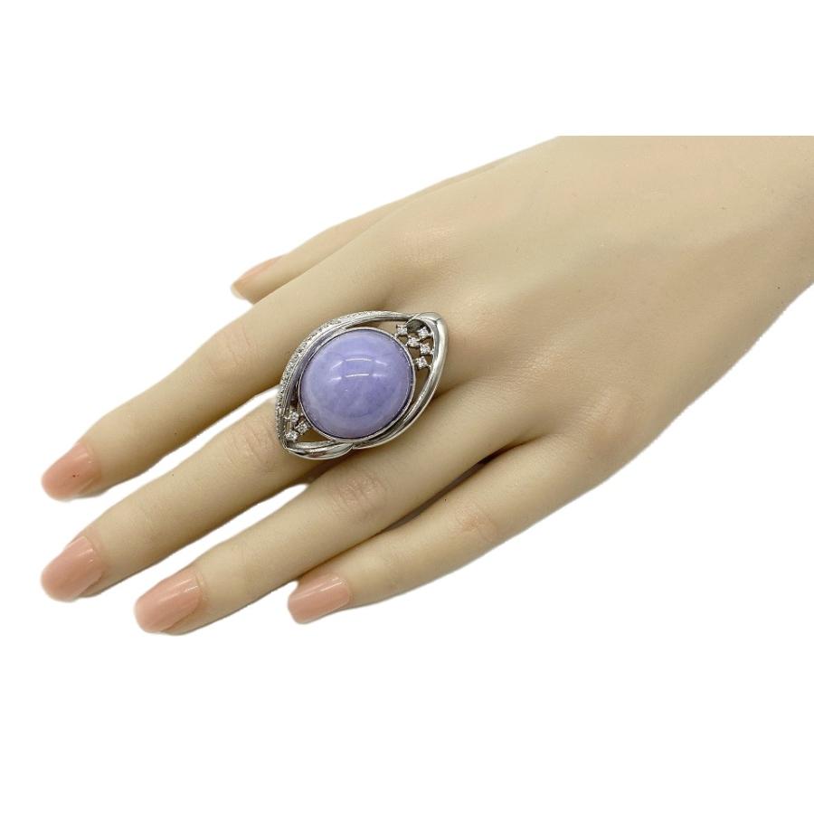 Lavender-Jade K18WGラベンダー翡翠 ダイヤモンドリング NO.127956
