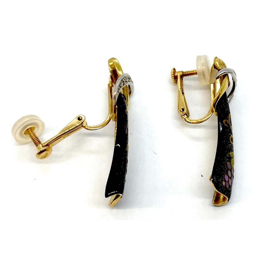 山崎裕見子 K18 Pt900漆 ダイヤイヤリング NO.127964-B : JEX宝石  