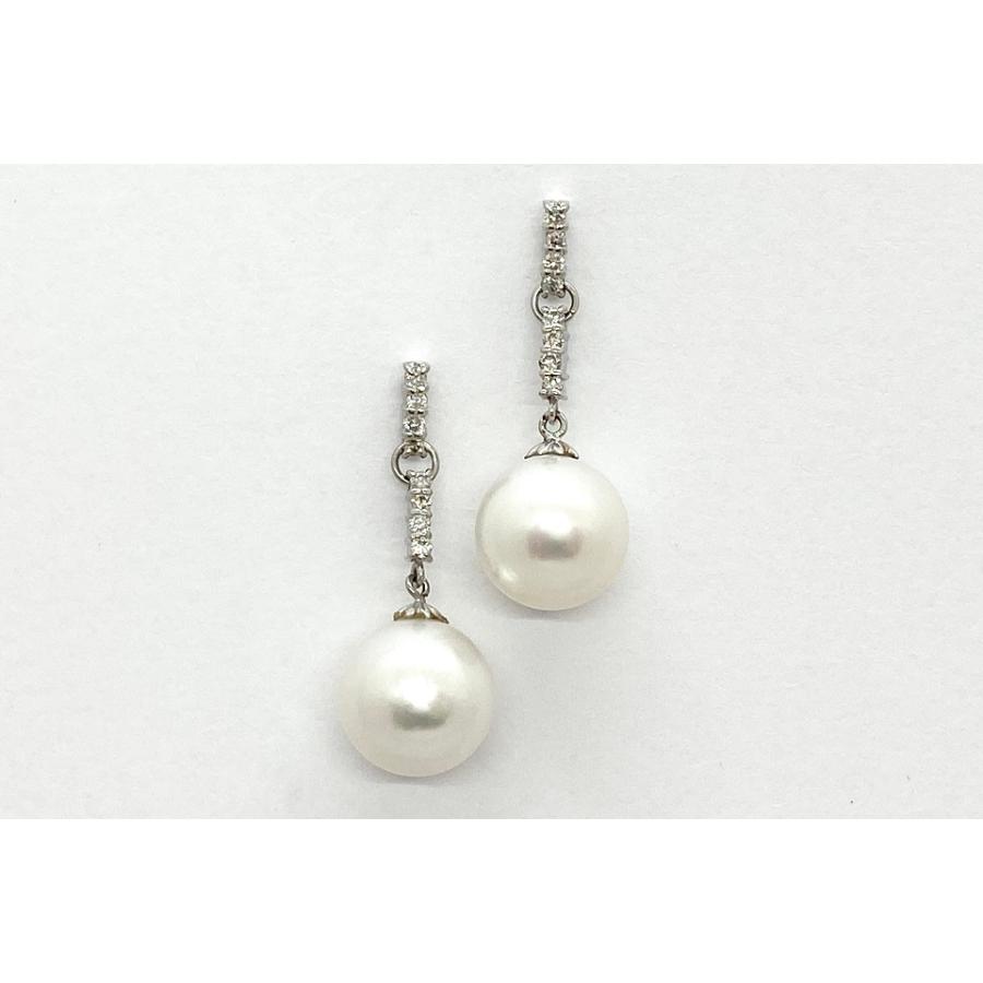 South Sea Pearl Pt900白蝶パール ダイヤモンドピアス No.128195 : JEX
