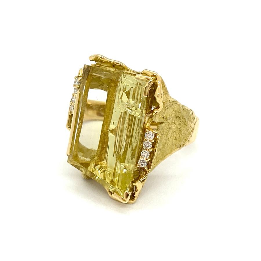 k18/pt900 イエローベリル　リング Yellow Beryl K18イエローベリル ダイヤモンドリング NO.128376