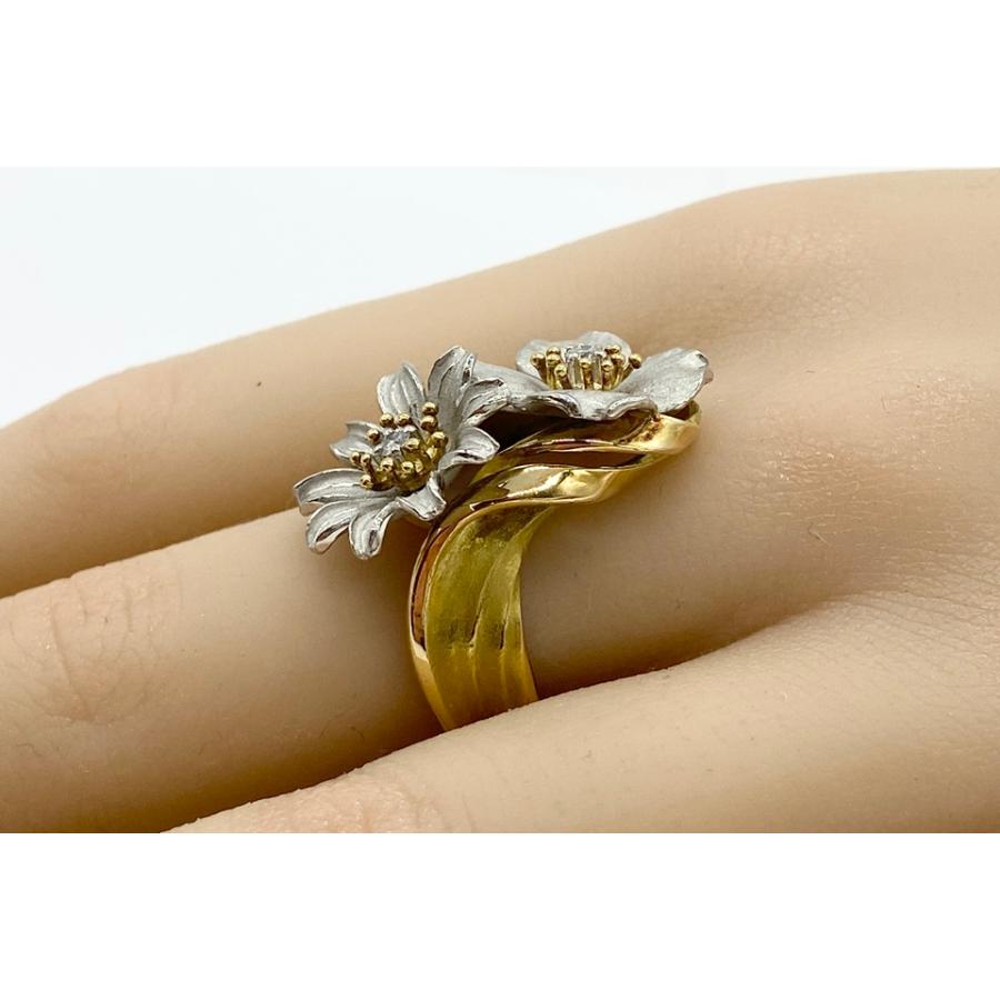 石川暢子 アズタイム K18 Pt900サファイヤ ダイヤモンドリング NO