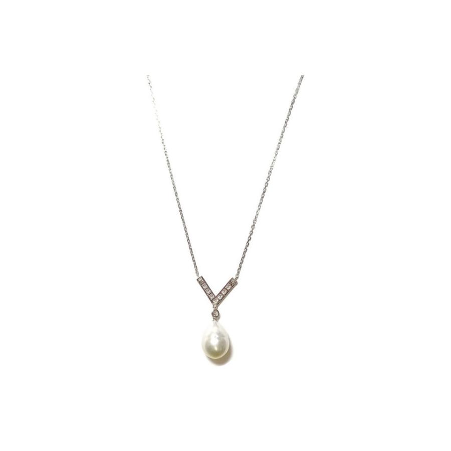 Pearl Pt900/Pt850NC 白蝶パール ダイヤモンドネックレス NO.303985 