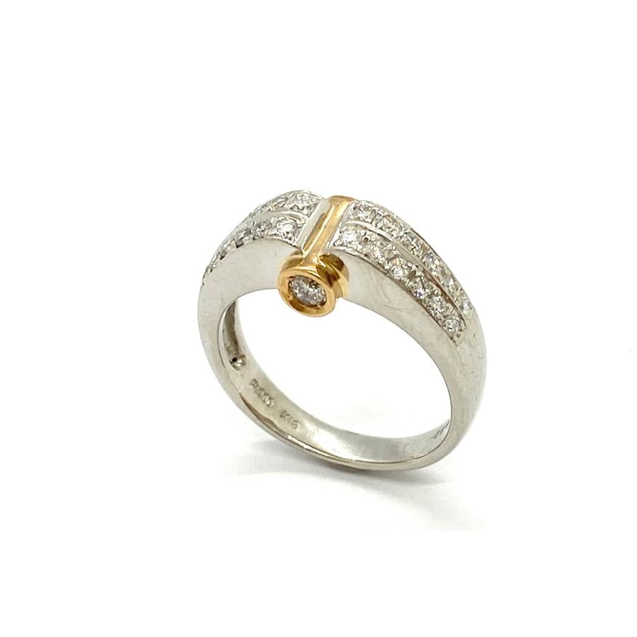 K18　pt900　ダイヤリング 18金 プラチナ900 コンビ 印台 ダイヤモンド リング / K18 Pt900