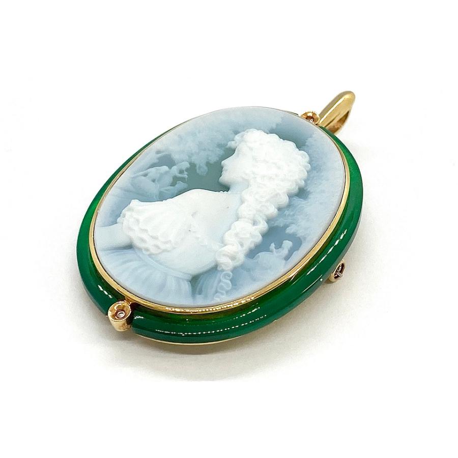 新品ゲルハルド・シュミット ストーンカメオ ダイヤモンド ペンダント