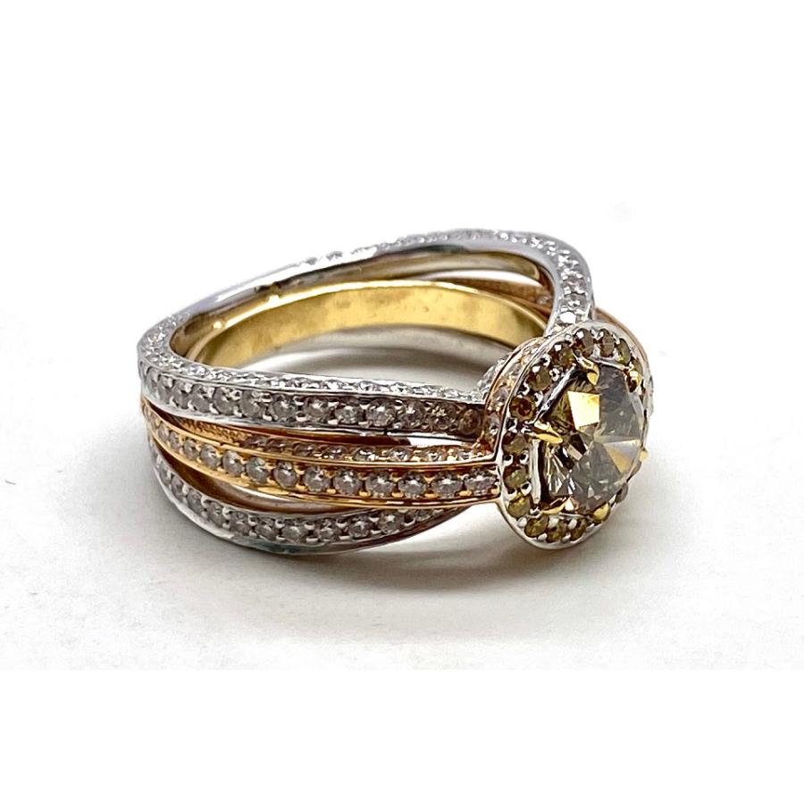 Brown Diamond K18WG PG ブラウン イエロー カラーレス