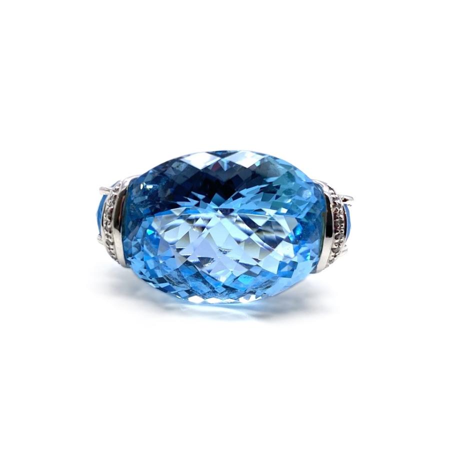 Blue Topaz K18WGブルートパーズ ダイヤモンドリング NO.304784 : JEX